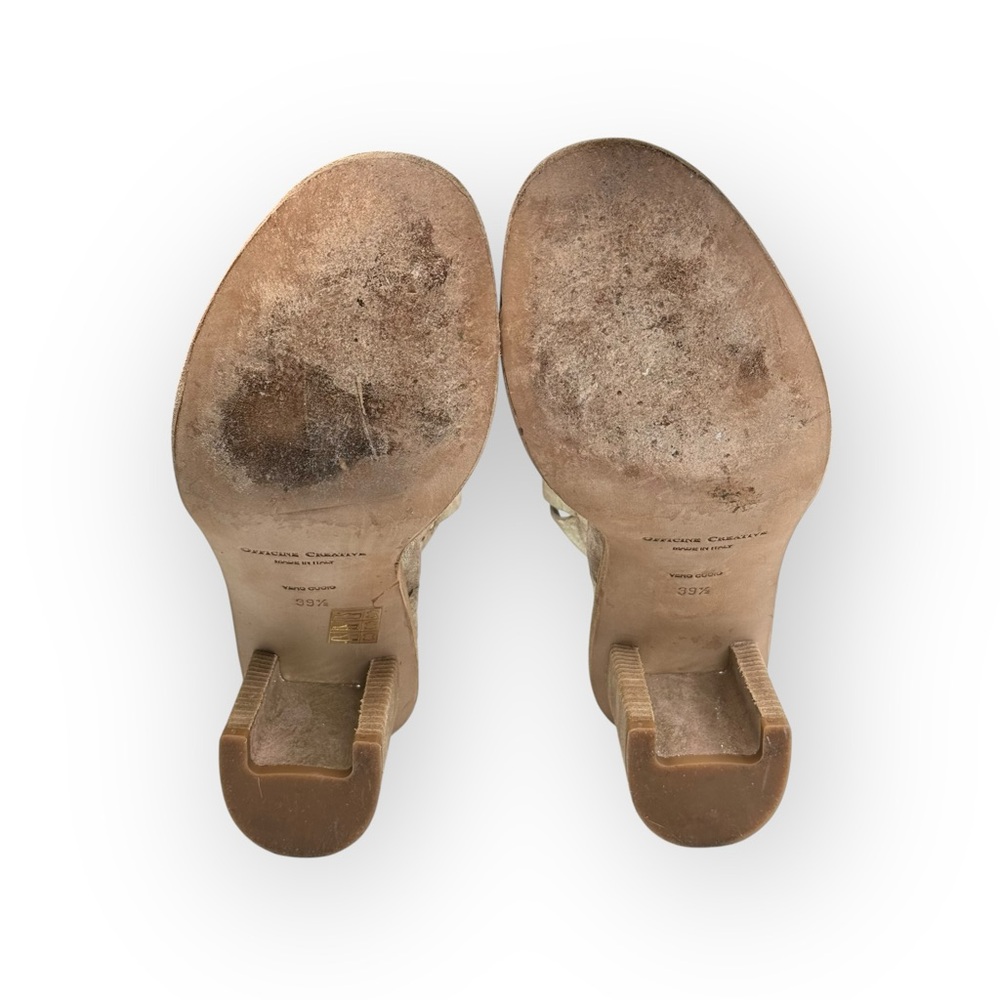 Officine Creative ✿ Handmade Open Toe Heeled Boot Sandals ✿ Metal Gold ✿ 39.5 - Picture 13 of 16